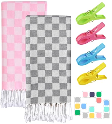 Lot de 2 serviettes de plage turques pour homme et femme, Co