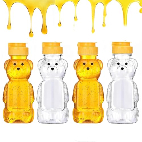Shibida 4 Pièces Distributeur Miel Ours Pot,250ml Pots à Mie