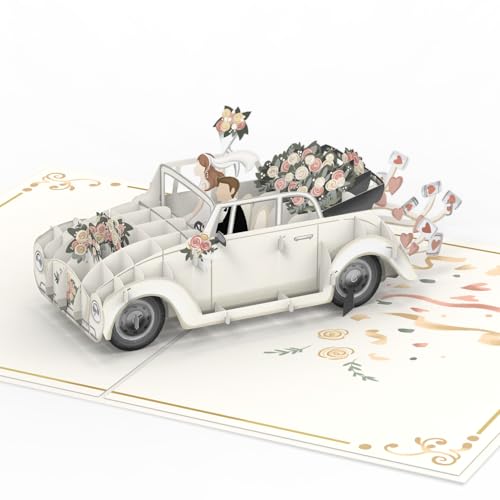 papercrush® Carte pop-up Voiture de Mariage just married en