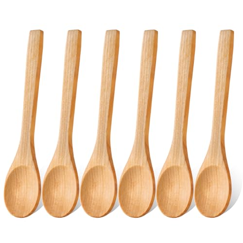 salbsever Lot de 6 petites cuillères à miel en bois faites à