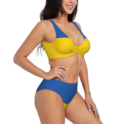 Maillot de bain deux pièces avec col en U pour femme Motif d