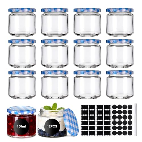 Hejo 12 Pièces Bocal en Verre avec Couvercle à Vis, 150ml Po