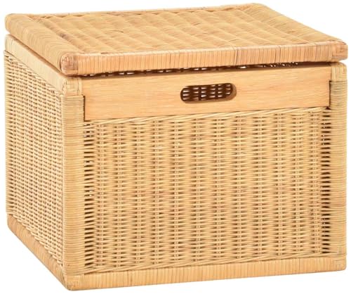 Panier en rotin tressé avec couvercle (miel, petit cube)