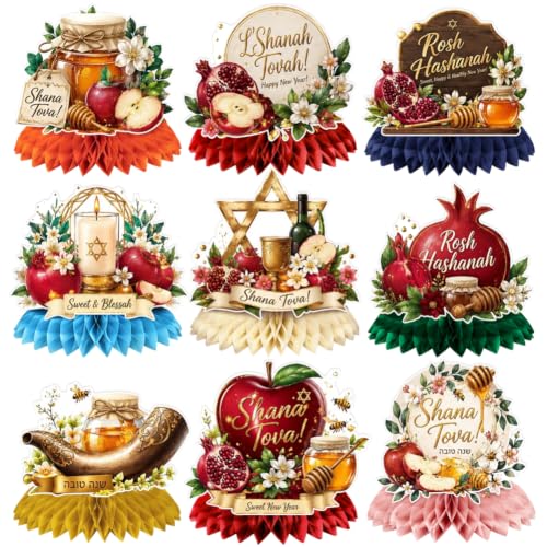 Lot de 9 décorations de table en nid dabeille pour Rosh Hash