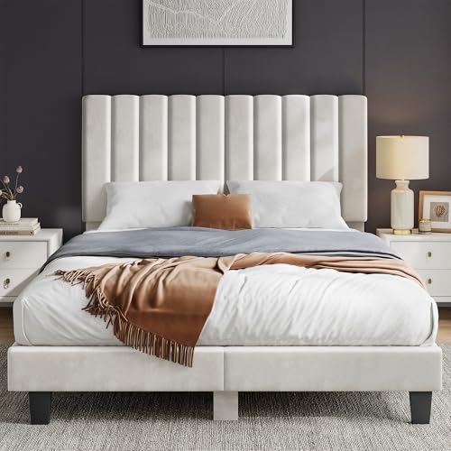 INRE Lit Double 140 x 190 cm avec Sommier à Lattes, Cadre de