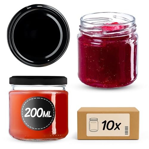KADAX Lot de 10 bocaux en verre 200ml Ø66 - Couvercle Twist-