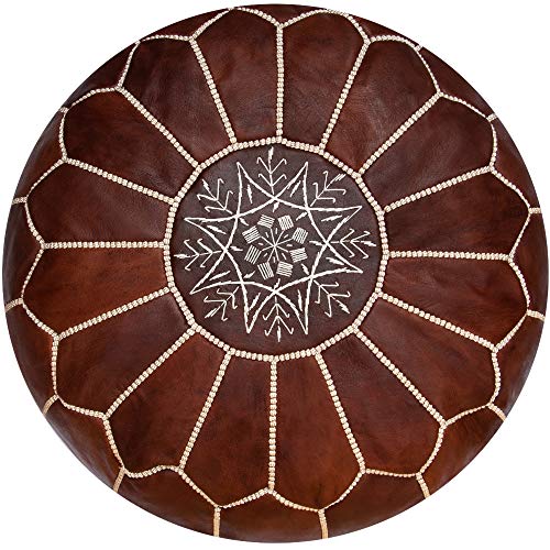 Poufs&Pillows Pouf Artisanal Marocain en Cuir Véritable Fait