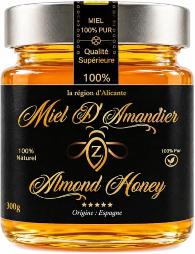Miel d'Amandier - 300 g | 100% Naturel et Brut | Miel Pur de