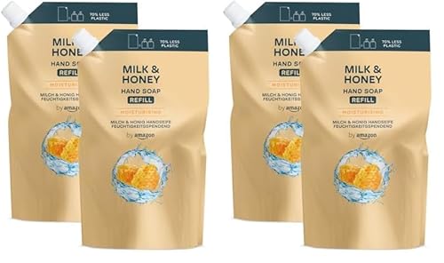 by Amazon Savon pour les mains Lait et miel (recharge), 2 x