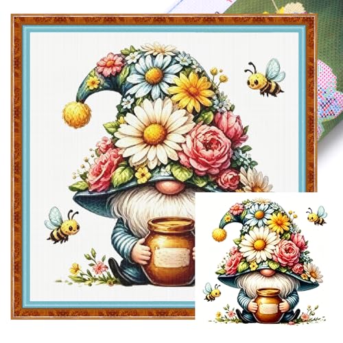 Miel et fleurs Gnome complet 14 CT DIY estampé Kits de point