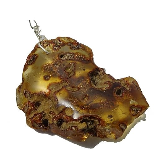 Genérico Pendentif en ambre naturel vert avec argent 925, pi