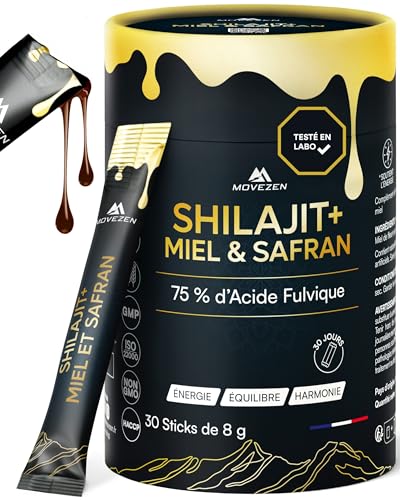 MOVEZEN Shilajit+ Miel & Safran Bio, Résine Authentique 100%