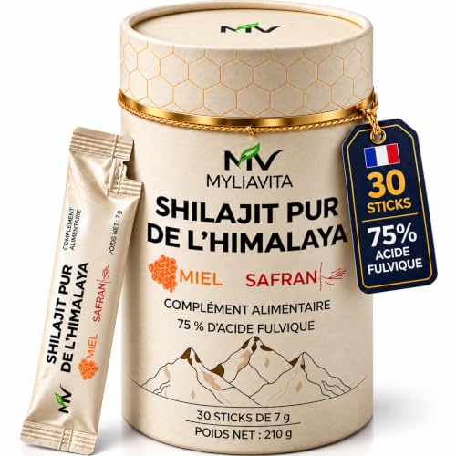 MYLIAVITA Shilajit Pure Himalaya au Miel & Safran | Résine d