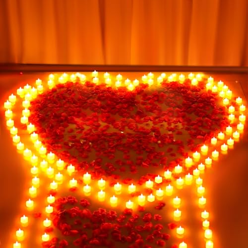 Lot de 6000 pétales de rose artificiels avec 72 bougies roma