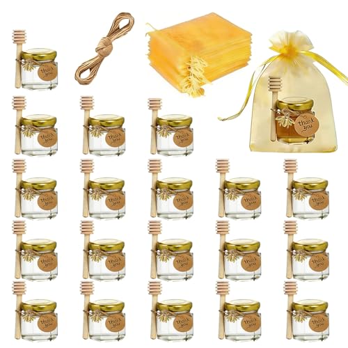20 Pack 45ml Mini Pots de Miel, Hexagonal Pot de Miel, Confi