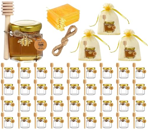 Tel Charme * Lot de 40 pots de miel en verre, 45 ml - Mini p