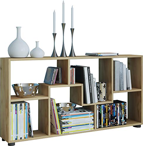 VCM Commode en chêne miel 117 x 20 x 62 cm 6 compartiments é