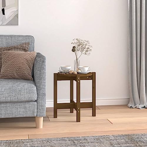 Ziaphsol Table Basse Marron Miel en Bois Massif de pin Ø 42,