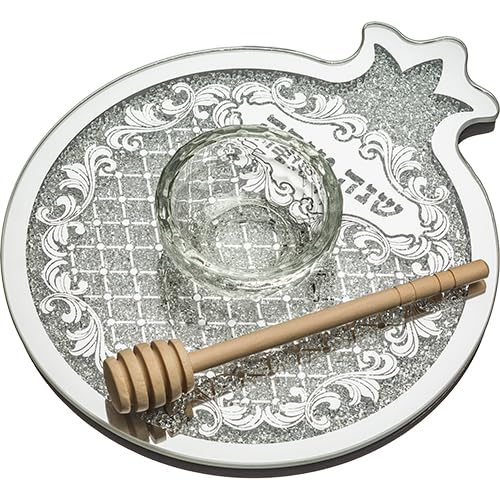Art Judaica Magnifique assiette pour Roch Hachana en forme d