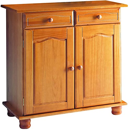 PEGANE Buffet 2 Portes en pin Massif Coloris Miel - Longueur