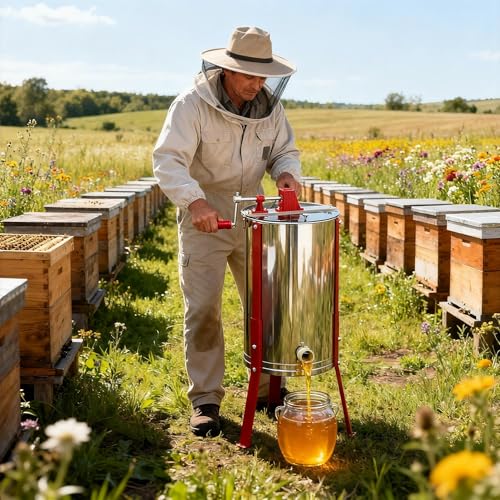 UISEBRT Essoreuse à miel manuelle en acier inoxydable - 2 al