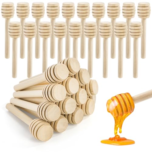 Lawei Lot de 100 Cuillères à Miel Bâton en Bois Naturel Méla
