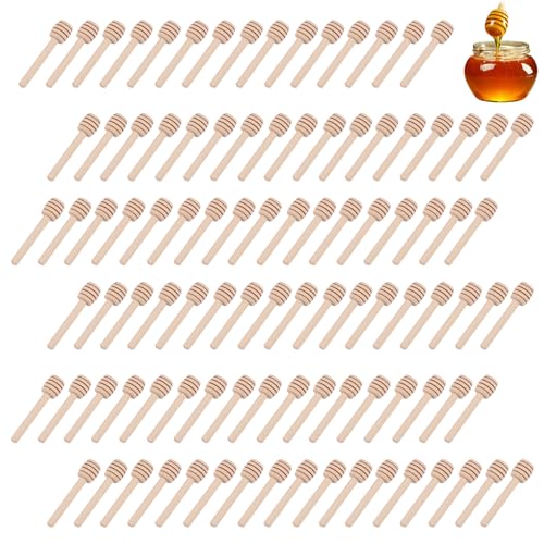 YUNYODA Lot de 100 Cuillere a Miel en Bois, 8 cm de Long Cui