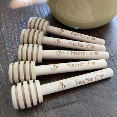PGORSDOR Lot de 50 cuillères à miel en bois personnalisées,