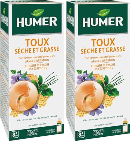 Humer - Sirop toux - Miel plantain réglisse - Soulage la tou