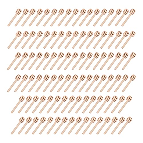 Yunyoda - Lot de 100 mini cuillères à miel - En bois - 8 cm