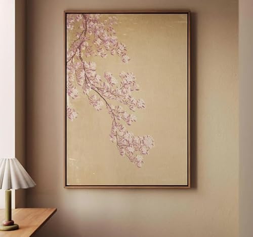 ZGRRXSM Grande toile imprimée Wabi Sabi Fleurs roses Miel To