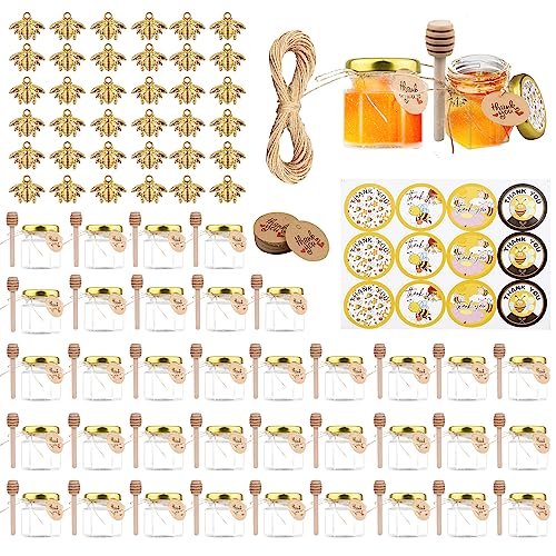 Dhnvcud 36 Pots à Miel Verre Hexagonaux 45ml, Kit Complet av