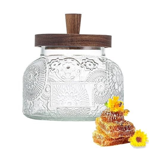 Shibida Distributeur Miel en Verre Anti-goutte, Pots à Miel